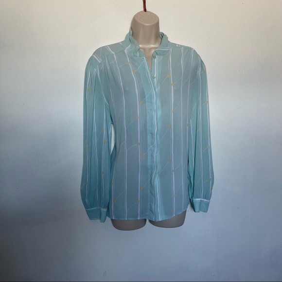 Vintage Secretary Geek Style Botton Down Blouse 14 (binWWW) - Picture 3 of 7